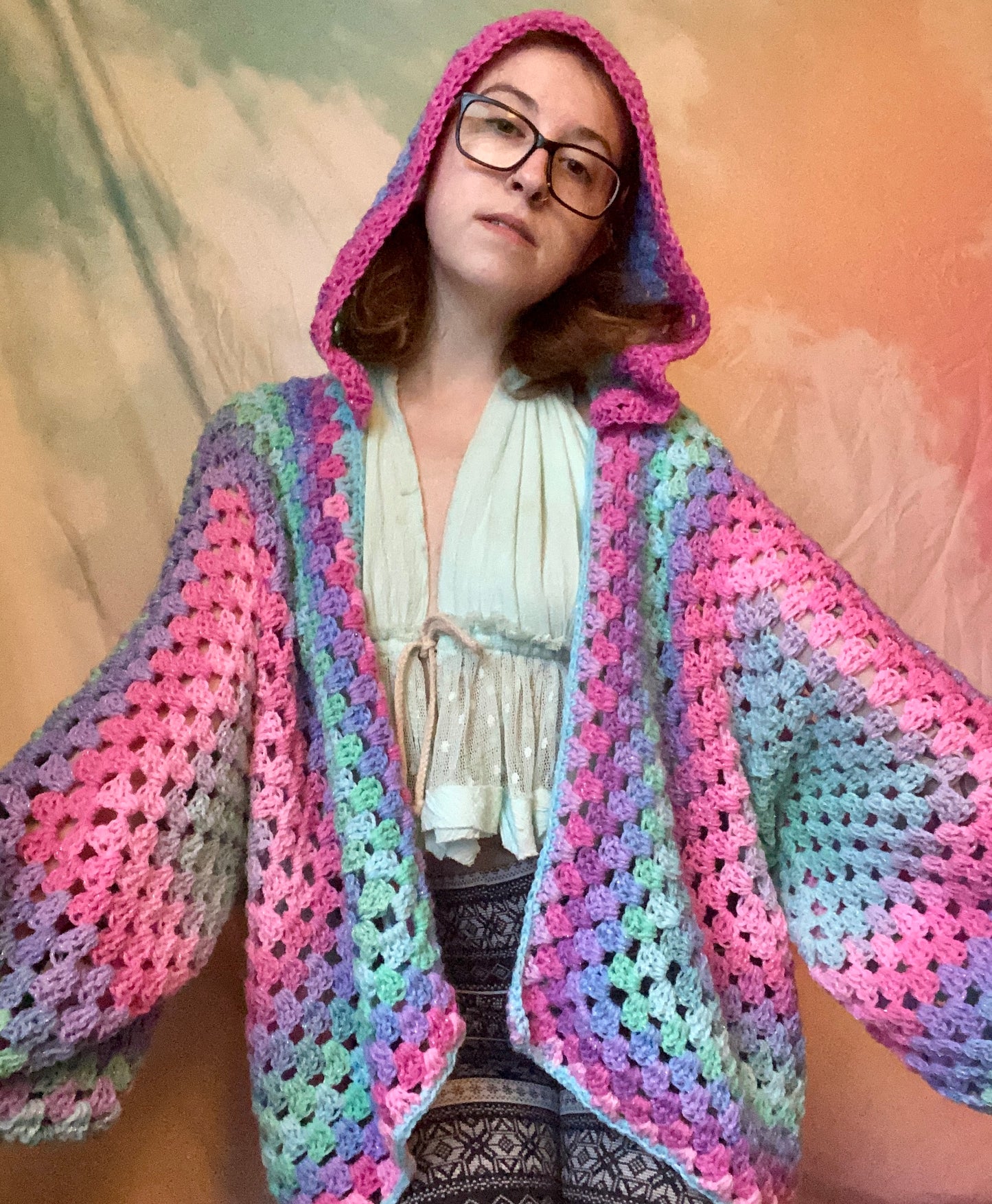 Hooded Mermaid Vibes Hexagon Cardigan